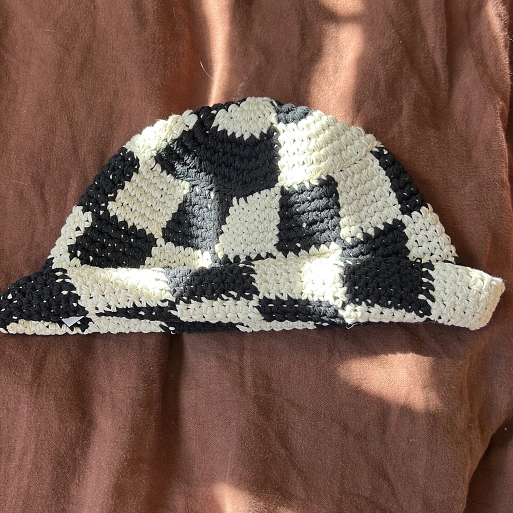 Checkered Crochet Bucket Hat